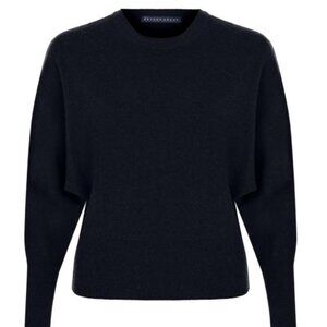 ZEYNEP ARCAY BLACK ASYMMETRICAL CASHMERE DOLMAN CREWNECK SWEATER M